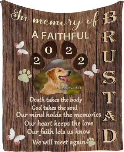 Vista 42 de InterestPrint Manta de perro personalizada en memoria amorosa de la pérdida con imágenes y nombre, regalo personalizado de recuerdo de condolencias