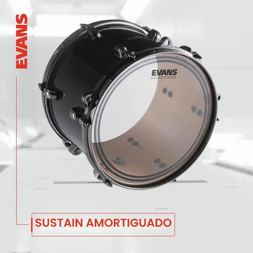 Vista 5 de Evans Cabezas de tambor - EC2S Clear Rock Tompack (25.4 cm, 30.5 cm, 40.6 cm) Los cabezales de tambor Evans ofrecen un tono equilibrado, respuesta