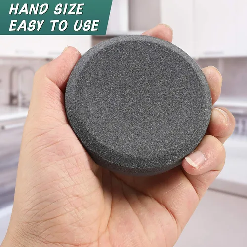 Vista 7 de Afilador de 4 hachas con funda, afilador de hacha multiusos con doble grano, disco de piedra de doble grano, disco de piedra para afilar hacha