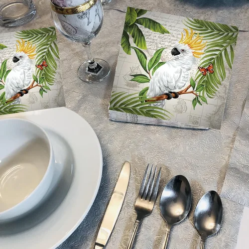 Vista 5 de Servilletas decorativas de 20 unidades, 13 x 13 pulgadas, diseño de pájaro blanco, servilletas de decoupage, servilletas desechables de otoño