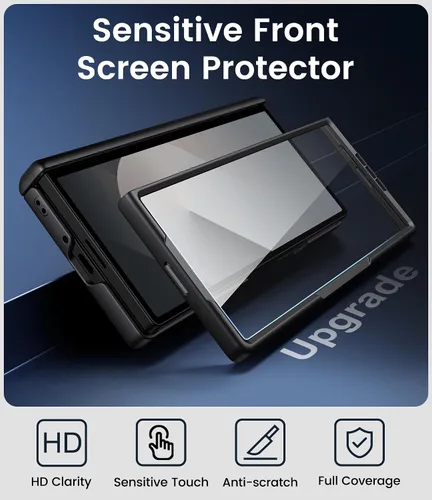Vista 4 de BXYJY Funda para Samsung Galaxy Z Fold 6 con función atril, protector de pantalla frontal y protección de bisagra, ajuste delgado, resistente, duro