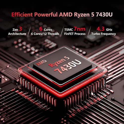 Vista 2 de Computadora portátil AMD Ryzen 5 7430U para juegos, computadora portátil de 15.6 pulgadas con 32 GB de RAM 1 TB SSD, AMD Radeon Lap top, portátiles