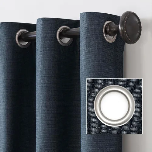 Vista 3 de Sun Zero Columbia - Paquete de 2 paneles de cortinas térmicas con ojales, 100 % opacas, ahorro de energía, 50 x 63 pulgadas, azul marino