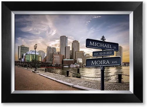 Vista 72 de IPIC - Personalized Framed Canvas with Custom Street Sign in Boston Personalized Street Signs with Names, Custom Canvas Print, Boston Sunset