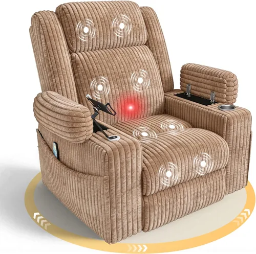 Vista 10 de EROMMY Mecedora reclinable giratoria de gran tamaño con masaje y calor, mecedoras para cuarto de bebé para sala de estar, cómoda silla deslizante