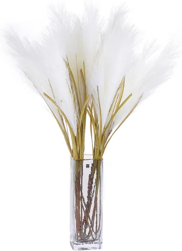 Vista 11 de Hierba artificial de las pampas, 6 piezas de 39 pulgadas de largo de tallo común, fragmitas de caña común, decoración bohemia para habitación Borgoña