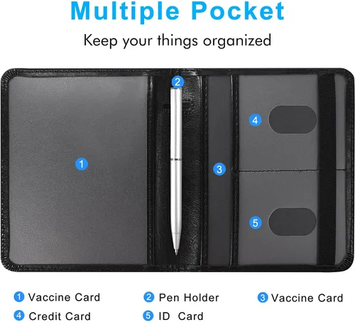 Vista 4 de ACdream - Portatarjetas de vacunación, de cuero sintético, 4 x 3, protector de registro de vacunación CDC, billetera, resistente al agua, funda