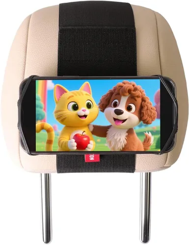 Vista 10 de Soporte de silicona para teléfono de automóvil, soporte ajustable para reposacabezas de teléfono compatible con iPhone 17, 16, 15, 14 Pro Max
