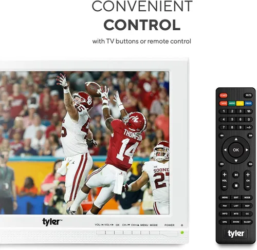 Vista 8 de Tyler Monitor LCD portátil de TV de 13.3 pulgadas, funciona con batería de litio recargable de 1080P, 3 antenas, HDMI, SD, USB, RCA, radio FM
