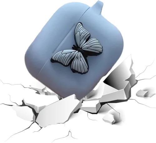 Vista 2 de Funda compatible con Airpods de 3ª generación 2021, bonita funda de silicona líquida de dibujos animados de mariposa 3D para niños y adolescentes