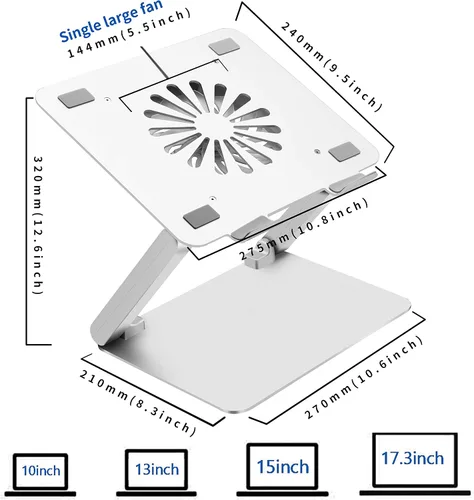 Vista 2 de SOUNDANCE Almohadilla de refrigeración para laptop con ventilador de bajo ruido y concentradores USB 3.0, enfriador ventilado para laptop que evita