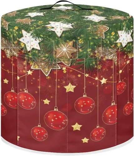 Vista 10 de Gomyblomy Funda para freidora de aire para árbol de Navidad, protector lavable para olla de arroz con asa y bolsillo, elegante y duradera, cubierta