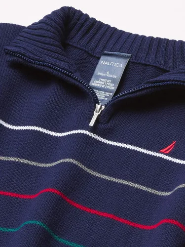 Vista 2 de Nautica Conjunto de 2 piezas de suéter y pantalones con cremallera corta para niño