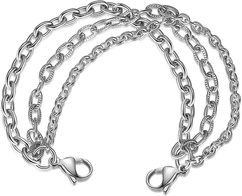 Vista 19 de LinnaLove Cadena intercambiable de acero inoxidable para pulseras de identificación de alerta médica para mujeres y hombres, No es una piedra