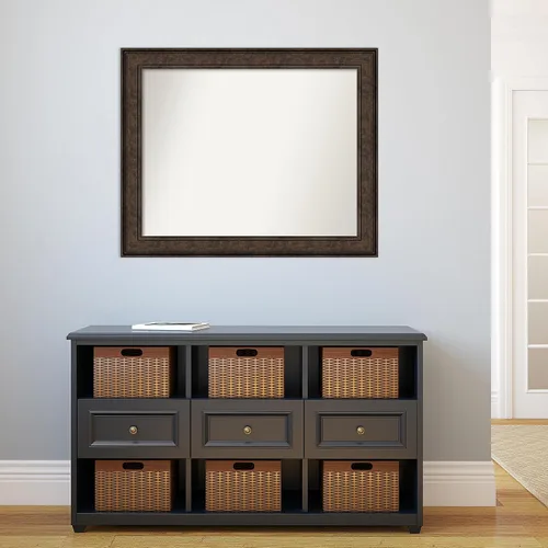Vista 812 de Amanti Art Espejo de pared personalizado no biselado (25 x 25 pulgadas), marco de bronce acentuado, varios tamaños personalizados, espejo de baño