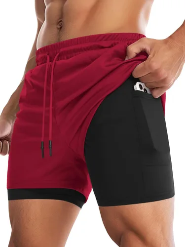 Vista 25 de Aolesy Pantalones cortos de gimnasio para hombre con forro de 5, 7, 9 pulgadas, ligeros, pantalones cortos de malla para entrenamiento, atléticos