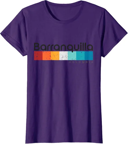 Vista 10 de Barranquilla Colombia - Camiseta de diseño vintage de estilo retro, Blanco, S