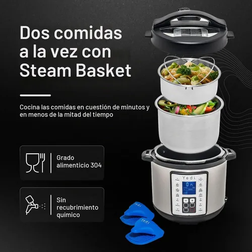 Vista 4 de Yedi Houseware Paquete de freidora de aire de pantalla digital 9 en 1, con recetas sin fin y kit de accesorios de lujo, 6 cuartos de galón Acero