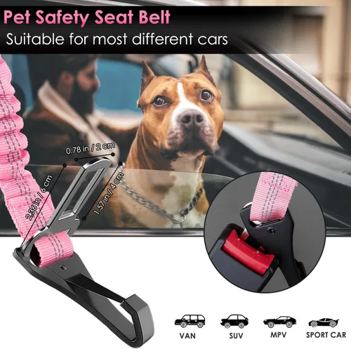 Vista 63 de SlowTon Cinturón de seguridad para perro, correa de cinturón de seguridad ajustable para perro, 2 en 1, cinturón de seguridad para perro
