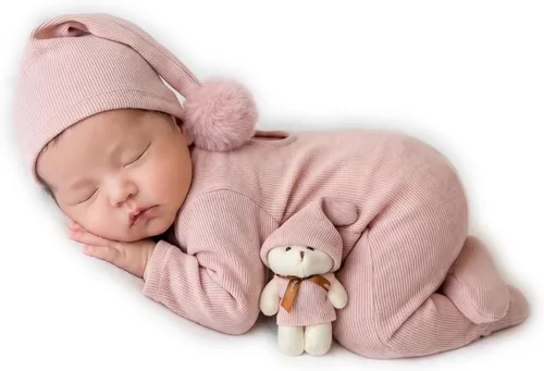 Vista 9 de Zeroest Traje de fotografía para recién nacido, accesorios para sesión de fotos de bebé, accesorios de oso para fotos de bebé recién nacido