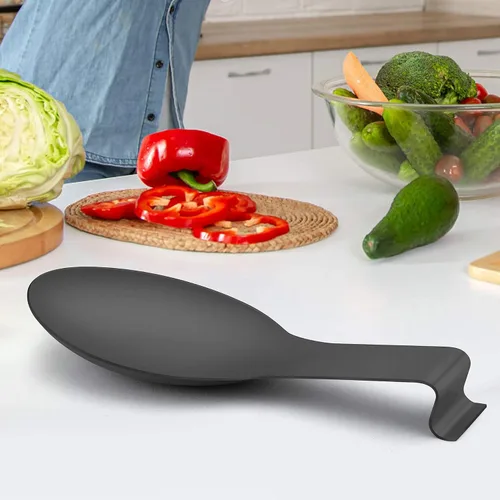 Vista 4 de LIANYU Soporte para cuchara negro para encimera de cocina, espátula de acero inoxidable, soporte para utensilios de cuchara y cucharón apto