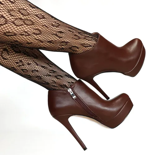 Vista 6 de Eithy Botas al tobillo para mujer, tacón alto, plataformas, zapatos puntiagudos, botas de primavera sexy
