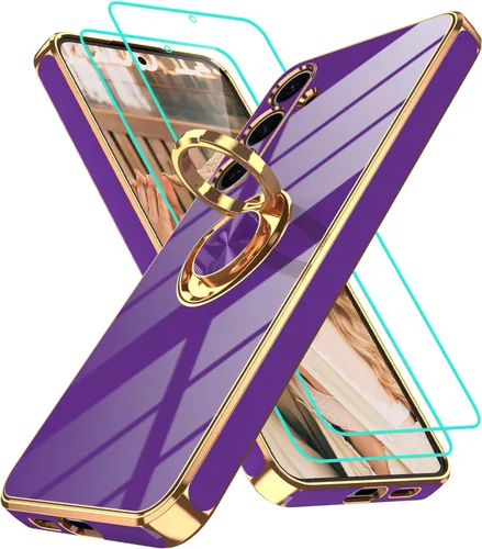 Vista 184 de Funda para Motorola Moto G 5G 2024: Funda Moto G Play 5G 2024 con 2 piezas de protectores de pantalla, soporte de anillo de rotación de 360°