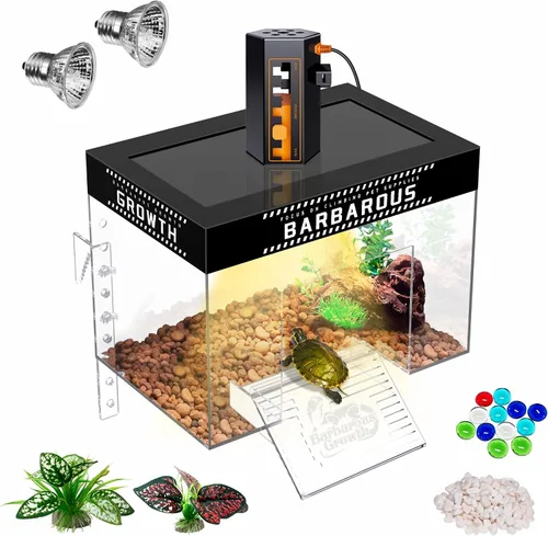 Vista 12 de GOZILLA Plataforma ajustable para tomar tortugas, 9.8 x 6.3 x 6.3 pulgadas, cubierta de tortuga acrílica y muelle, plataforma colgante