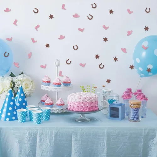Vista 5 de Confeti de vaquera con purpurina, temática occidental, cumpleaños, baby shower, boda, despedida de soltera, decoración de mesa de despedida
