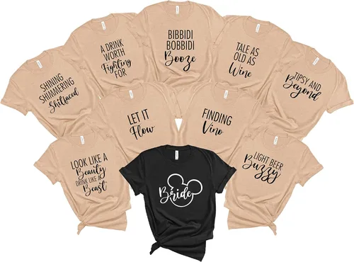 Vista 4 de Sipping Beauty - Camisa de despedida de soltera, Bipity Bopity Dama de honor, regalo de fiesta nupcial, regalo de fiesta de boda, color negro