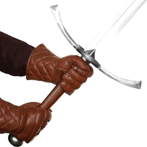 Vista 6 de Mythrojan Guantes de esgrima de espadachín: Hema Guantes de cuero ligeramente acolchados Renacimiento medieval