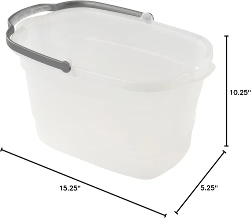 Vista 8 de Casabella Organizador de almacenamiento de limpieza multiusos de plástico con asa, 1.85 galones, cubo de limpieza rectangular gris y naranja