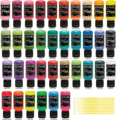 Vista 3 de Dylusions Paints Bundle - Diario de arte con tapa abatible, impermeable, mezclable con varillas de mezcla de PTP (12 tropicales)