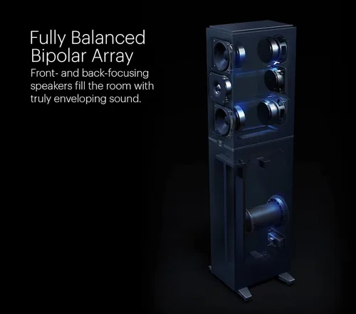 Vista 6 de Definitive Technology Dymension DM40 - Altavoz de torre delgado, matrices bipolares ajustables, (4) woofer de rango medio de 4.5 pulgadas y tweeter