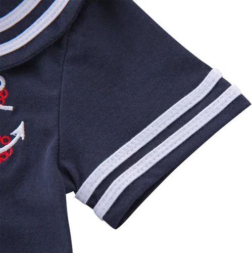 Vista 4 de XM Nyan May's Baby - Mameluco de rayas marinero para niños pequeños