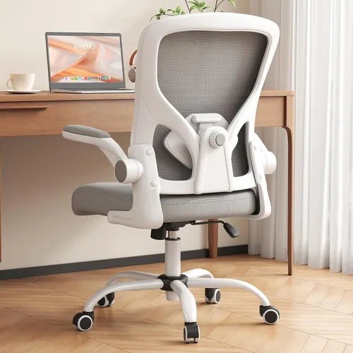 Vista 11 de Silla de oficina, silla de escritorio ergonómica con soporte lumbar ajustable, brazos abatibles, cómoda silla giratoria de malla para computadora