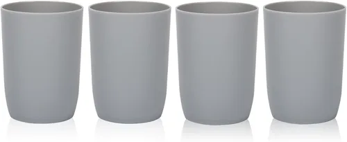 Vista 9 de Topsky Paquete de 4 vasos de baño – Plástico reutilizable para cepillo de dientes, enjuague bucal, cepillado