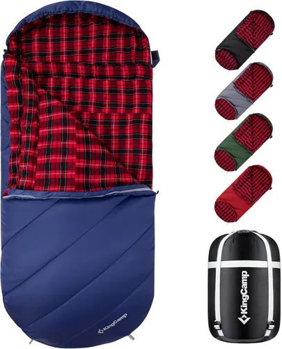 Vista 10 de KingCamp Sleeping Bag for Adults Big & Tall 100% Flannel Sleeping Bag