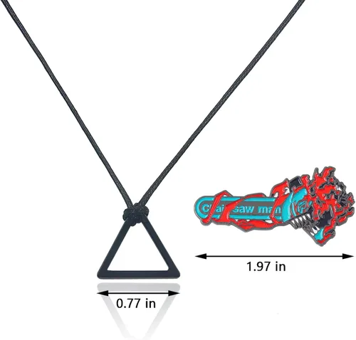 Vista 2 de Collar de cadena para hombre, anillos de poder, joyería de diablo de anime, collares de motosierra, anillo de dedo para cosplay