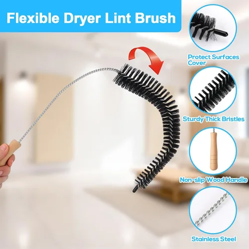 Vista 4 de XANGNIER - Cepillo Limpiador para Ventilación de Secadora, Cepillo Flexible para Pelusa de Secadora de Ropa, Herramienta de Limpieza para Trampa