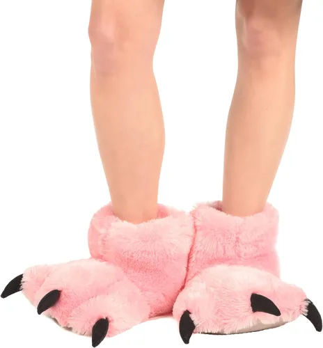 Vista 2 de Lazy One - Pantuflas con diseño de garra de animal para niños y adultos, disfraz divertido para niños, cálidas pantuflas peludas