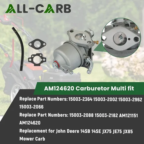 Vista 5 de Carburador 15003-2364 Repuesto 15001-2962 para Kawasaki FC150V Reemplazo para John Deere JX75 JE7514SB 14SE AM121151 AM124620