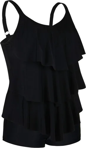 Vista 4 de Septangle - Traje de baño tankini de 2 piezas para mujer, diseño con volados y culotte