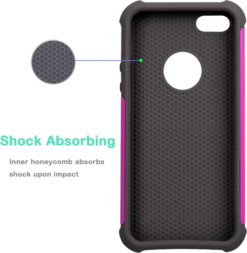Vista 3 de Jeylly Funda para iPhone SE/Funda para iPhone 5S, Exterior de Plástico Duro que Absorbe Golpes + Interior de Silicona de Goma Defensor contra
