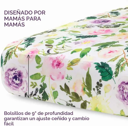 Vista 4 de Pobibaby Paquete de 2 sábanas bajeras para cuna para niñas, juego de sábanas de mezcla de algodón de primera calidad, suaves y transpirables