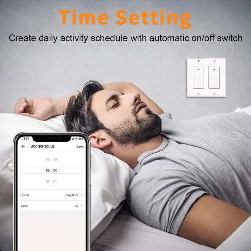 Vista 6 de Interruptor inteligente, interruptor de luz inteligente WiFi compatible con Amazon Alexa y Google Home, necesita cable neutro, con control remoto