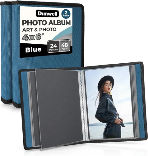 Vista 10 de Álbum de fotos Dunwell 4x6 (2 paquetes, negro), papel de montaje, pequeño portafolio de arte de 4 x 6, carpeta de presentación con 24 fundas