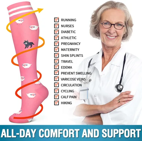 Vista 61 de Bluemaple 6 Pack Copper Compression Socks for Women and Men Circulation-Best Support for Medical, Running,Nursing,Athletic