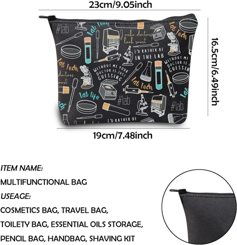 Vista 2 de WCGXKO Lab Tech Gift Western Lab Gift Laboratory Technician Lab Week Bolsa de maquillaje Bolsa de maquillaje (tecnología de laboratorio)