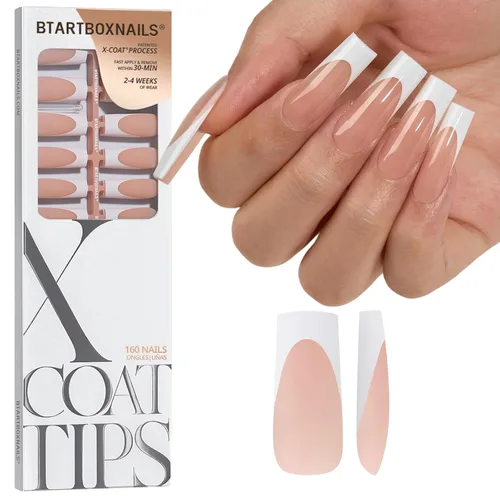 Vista 30 de BTArtboxnails XCOATTIPS White French Tip Press On Nails, XXS Squoval, Pink Lamp-Curable, 4-Week Wear, Natural Nail Look, Salon Quality Value at